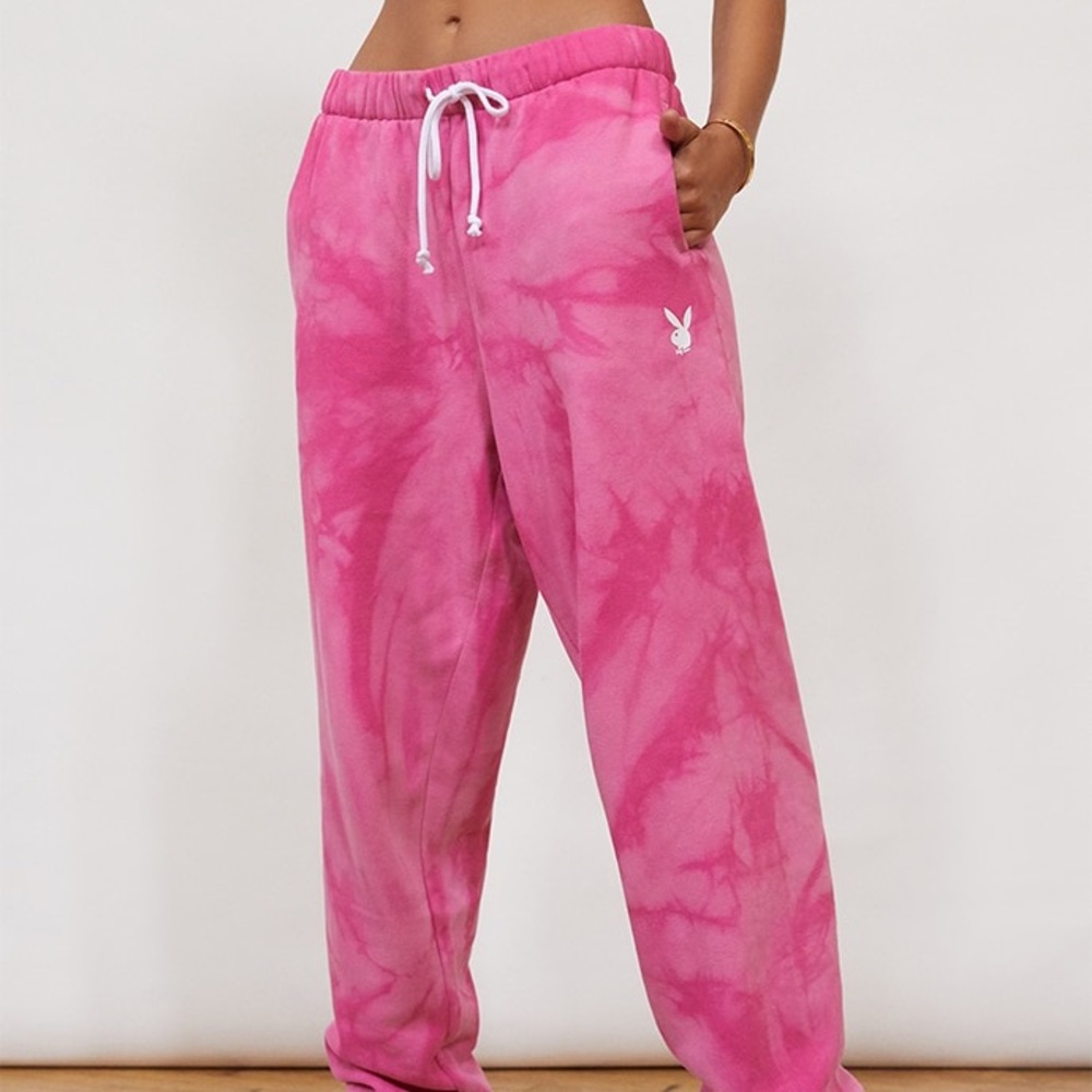 Pink tie dye Pac Sun Playboy Sweatpants. Great condition! Size medium